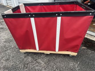 Uline H-1580 20 Bushel Red Vinyl Basket Truck Bulk Material Handler Heavy Duty Not used.