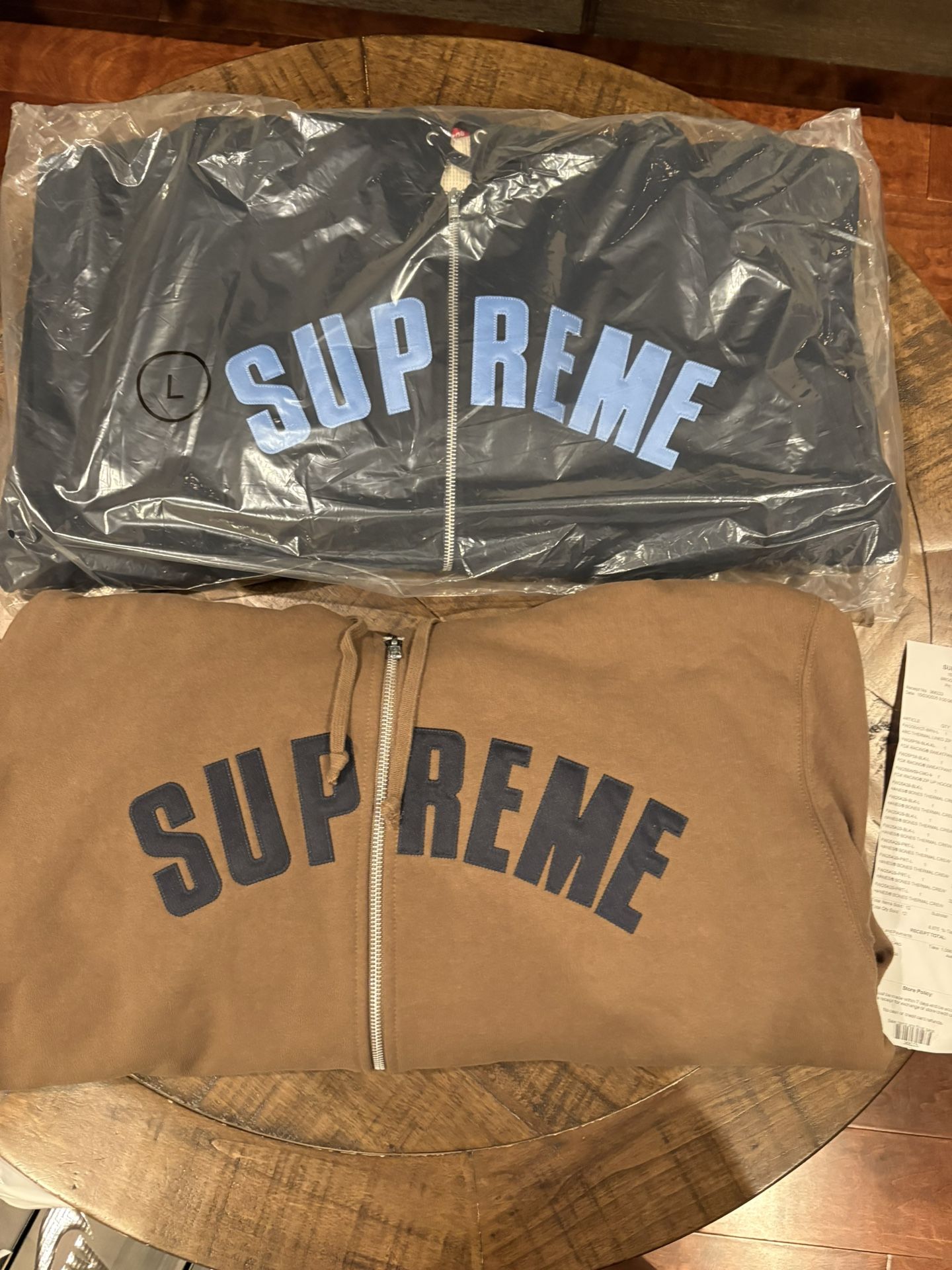 Supreme FW25’ Week 8 ARC THERMAL LINED ZIP UP HOODED SWEATSHIRT Brown & Navy