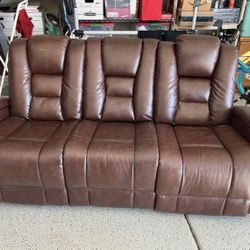 Brown Electronic Faux Leather Sofa 