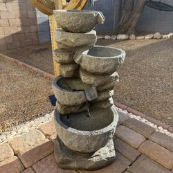 32"H  LED Polyresin Cascading Tiered Stone Bowls Fountain Outdoor