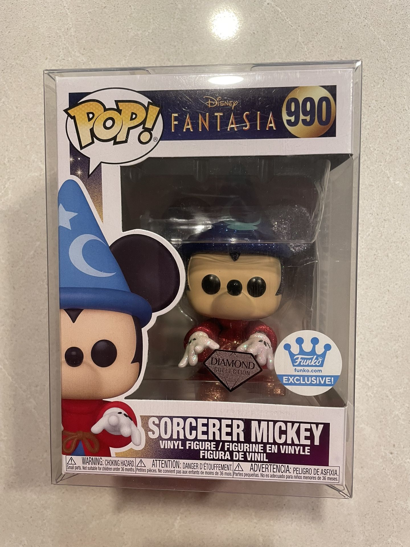 Diamond Sorcerer Mickey Mouse Funko Pop *MINT* Online Funko Shop Exclusive Disney Fantasia 990 with protector