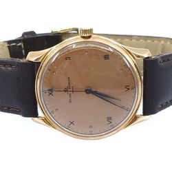 Vintage Baume & Mercier 18k Rose Gold Mens Watch 36mm