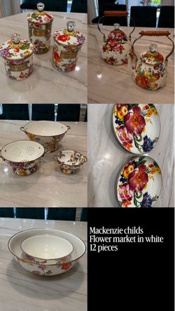 Mackenzie Childs white flower market 12 pieces