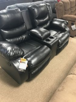 Brand New Reclining Couch with Cupholders! More deals on bedroom suites, bunk beds, and more!