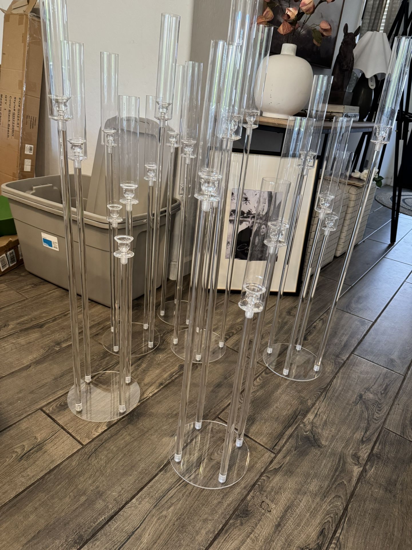 Set Of 5 Acrylic Candelabra Centerpieces