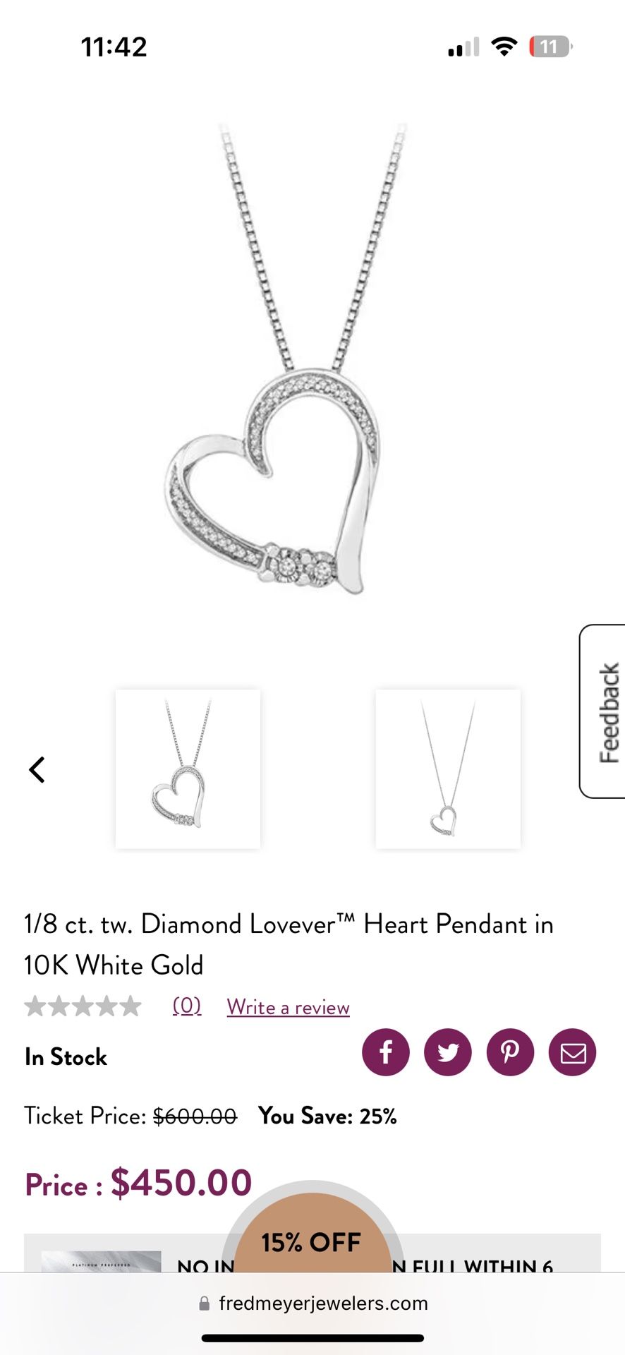 Carat Diamond Fred Meyer Jewelers Lifetime Care Plan Heart Pendent