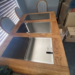 Oak and Glass Formal Dining Room Table And 4 Chairs 