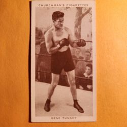 EX Authentic 1938 Churchman's Cigarettes Gene Tunney Boxing Tobacco Card #35 HOF