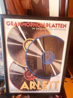 Framed Vintage Grammophon-Platten Arlett Poster