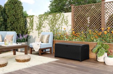 Brand New Suncast Outdoor Storage 73-Gallon Black Deck Boxr