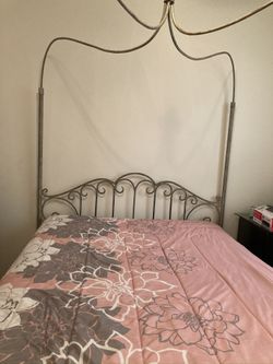 Queen size bed frame rustic color gray for adult canopy