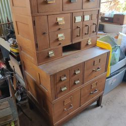 Antique Tiger Oak Cabinet Multiple Segments