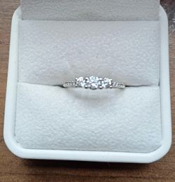 .925 Silver Three-Stone CZ Engagement Ring