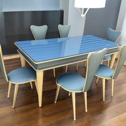 1950's Italian Umberto Mascagni Dining Room Table And 6 Chairs.