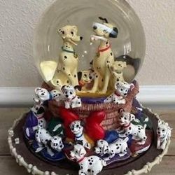 RARE Disney 101 Dalmatians WORKING Musical Snow Globe w Turning Base AS IS see pics just $25