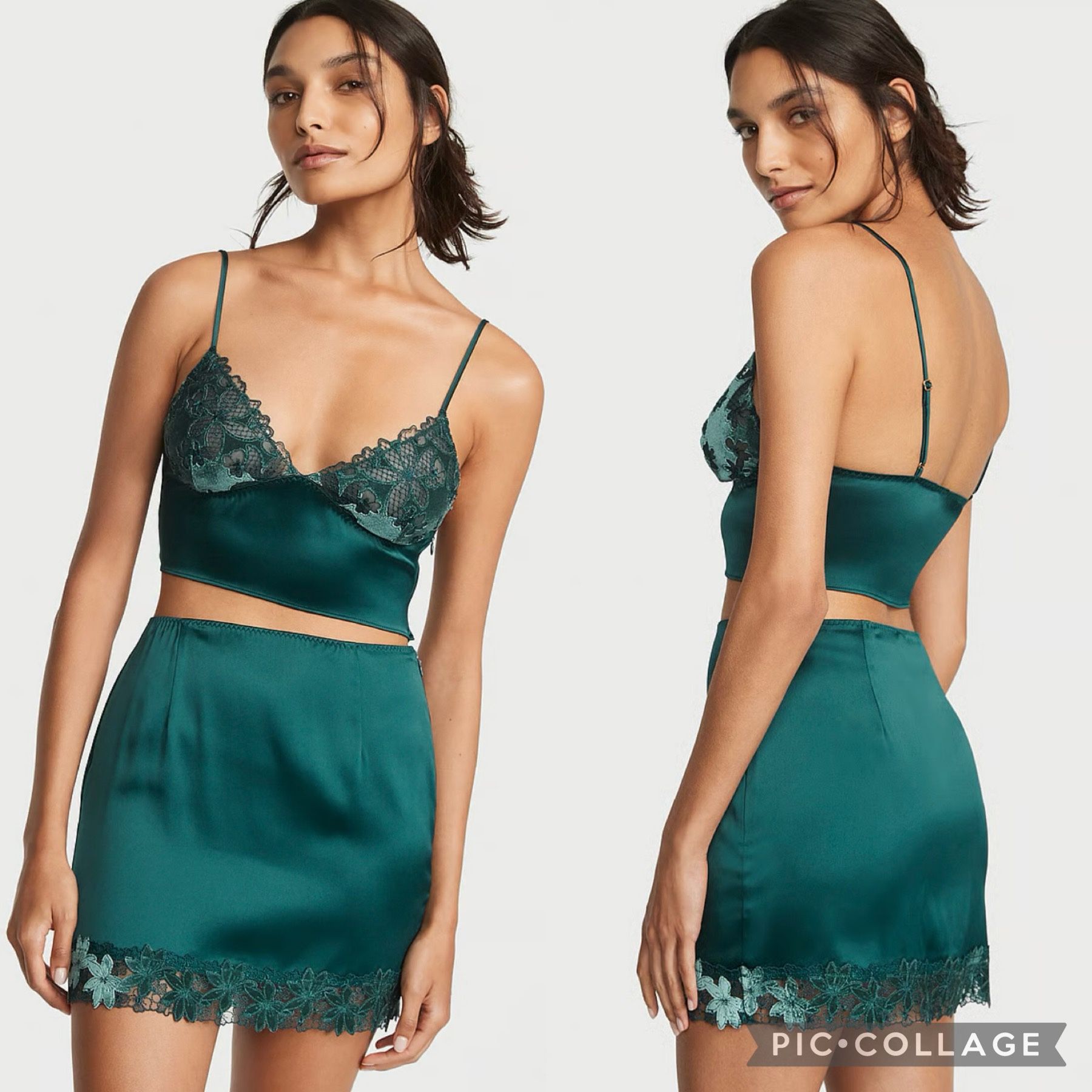 Victoria’s Secret Sexy Satin Lace Cami & High-Waist Slip Skirt Set Size Medium