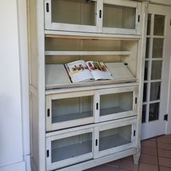 Large Hutch Pantry Office Solid Wood Glass Sliding Doors 