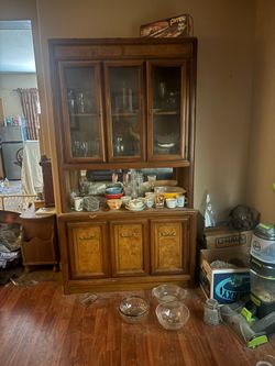 Dark wood china hutch