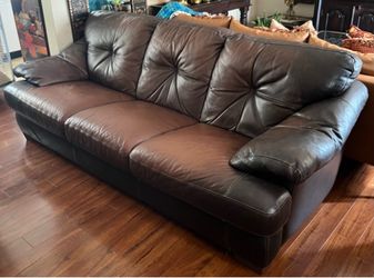 Genuine leather couch brown comfortable
