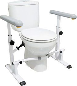 KMINA - Toilet Safety Rails for Seniors (330 lbs), Frame with Arms, Adjustable Height and Width, Grab Bars