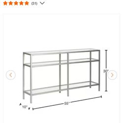 Rectangle Glass Console Table with Storage