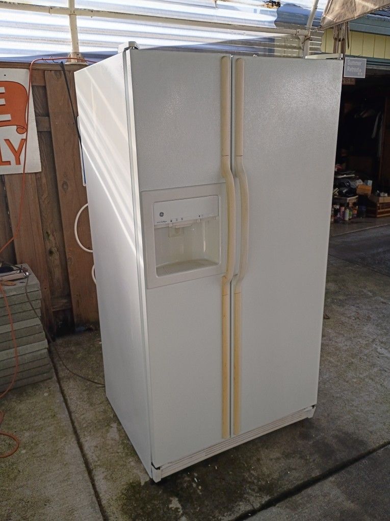 refrigerator full size with ice and water in the door