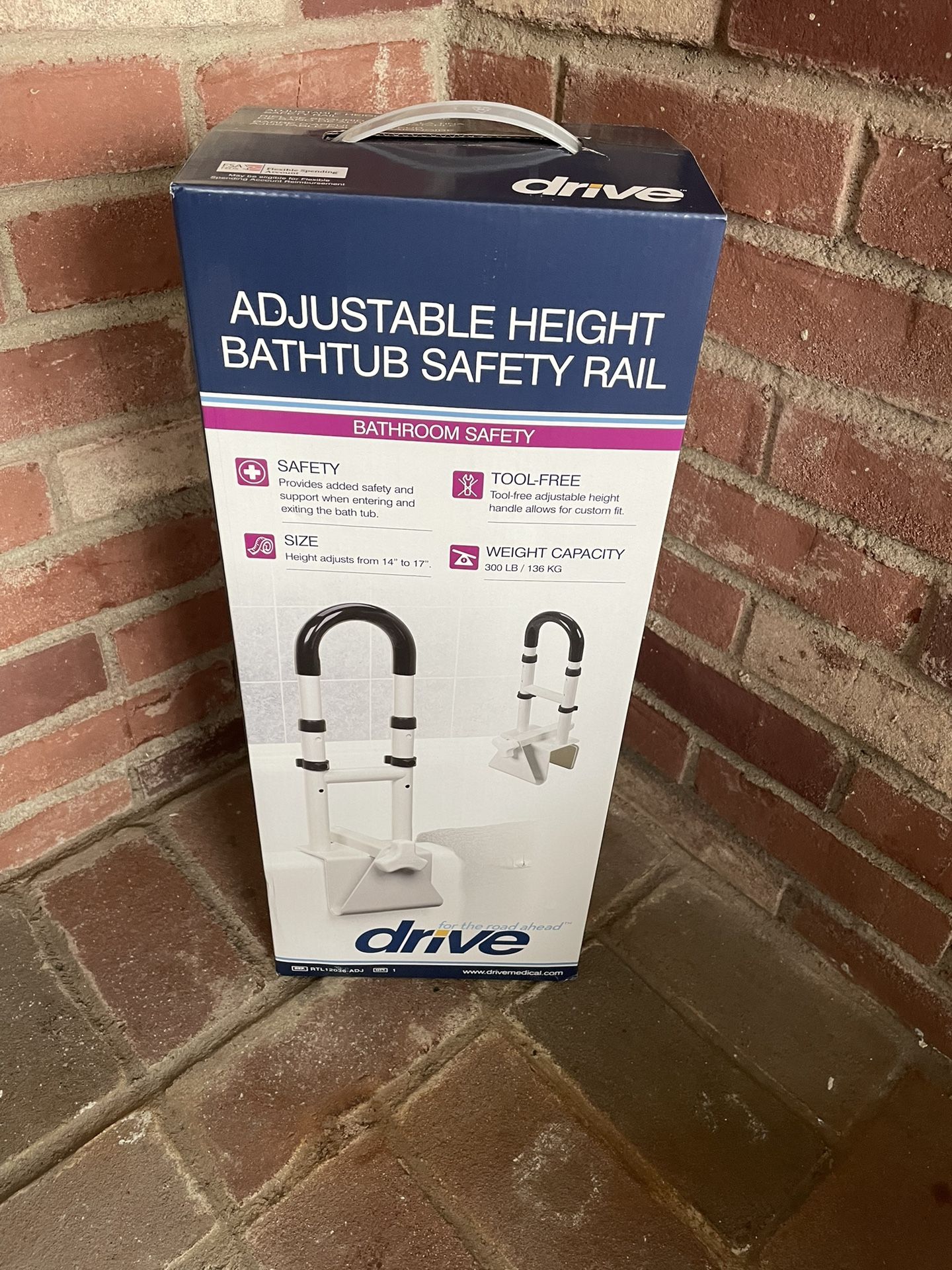 Drive Medical Bathtub Grab Bar Saftey Rail, 300 lb Weight Capacity
