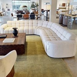 Free Delivery BRAND NEW AllModern L-Shaped Curved Sectional Sofa, Creamy White Oat Fabric (Retail $5,599+tax)