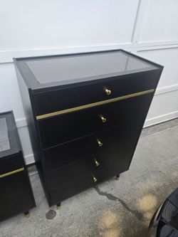 Matching set - 2 Black dressers and 1 night stand