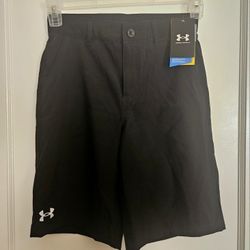 NWT Under Armour Amphibious Quick Dry Black Shorts Boys 14