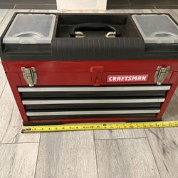 Like New! CRAFTSMAN Portable 20.47-in W x 11.81-in H x 8.58-in D 3 -Drawer Red and Black Steel Tool Box