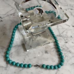 Sterling Silver Turquoise Ball Chain Necklace 