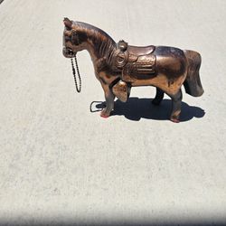 Vintage Horse Figurine Saddled Metal Horse 