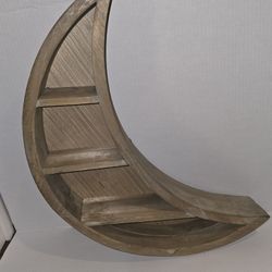 Crescent Moon Wooden Shelf. Solid Wood