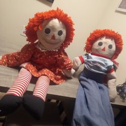 X Large Raggedy Anne N Andy Dolls From 1970