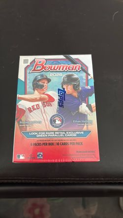 Baseball cards 2026 Bowman blaster box in hand