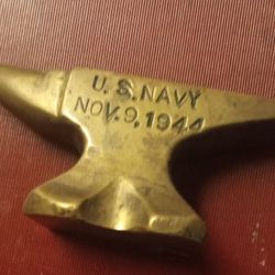 WWII Is Navy 1944 Mini Brass Anvil 