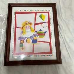 Framed Alphabet Doll Wall Art Kids Room Decor