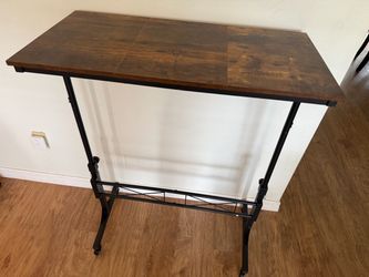 Adjustable Height Rolling Table / Laptop Desk – Rustic Brown & Black – $35