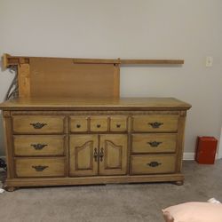 Tan Dreser With Mirror 7 Drawers And A Cabinet 