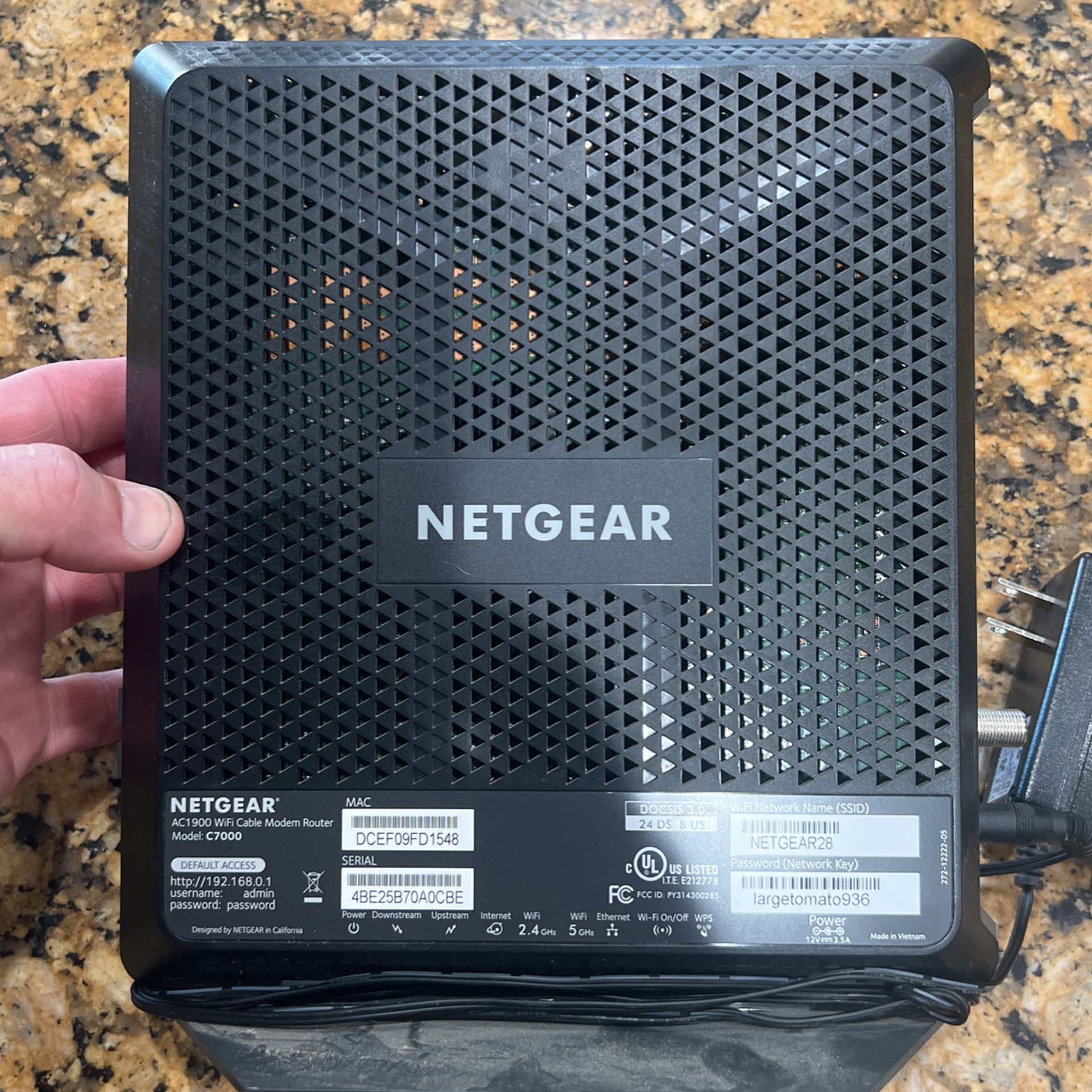 Netgear Ac1900 Wi-Fi Cable Modem Router Model C7000