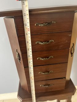 standing wooden jewelry armoire