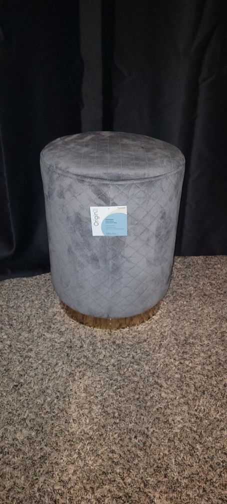 Origin 21 Casual Grey Velvet Round Ottoman