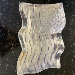 Mariposa American flag wavy platter 16 x 10 1/2”