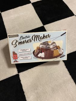 Nostalgia Indoor Electric Stainless Steel S'mores Maker with 4 Compartment Trays for Graham Crackers, Chocolate, Marshmallows and 2 Roasting Forks