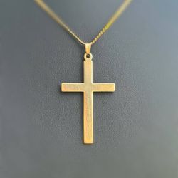 14k solid yellow gold Cross Jesus Cross Pendant charm