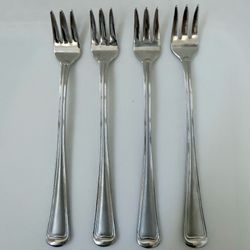 4pc GORHAM Monet Frosted Stainless Cocktail/Seafood Forks 5 1/2” Glossy 18/8
