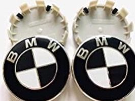Genuine BMW White / Black 68mm Center Wheel Hub Caps