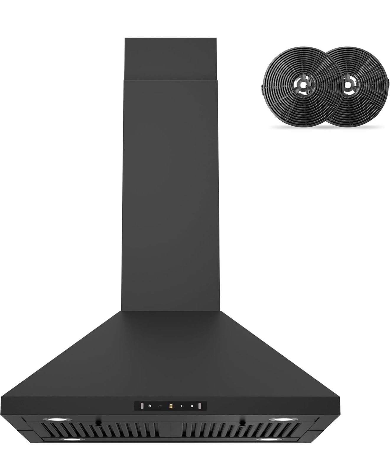 FIREGAS Island Mount Range Hood 30 Inch, 700 CFM Ducted/Ductless Convertiable Kitchen Hood, Pyramid Style Ceiling Mount Range Hood with Gesture Sensin
