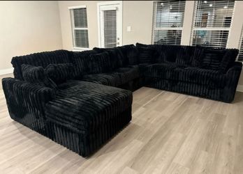 Black Oversized Sectional Sofa- New